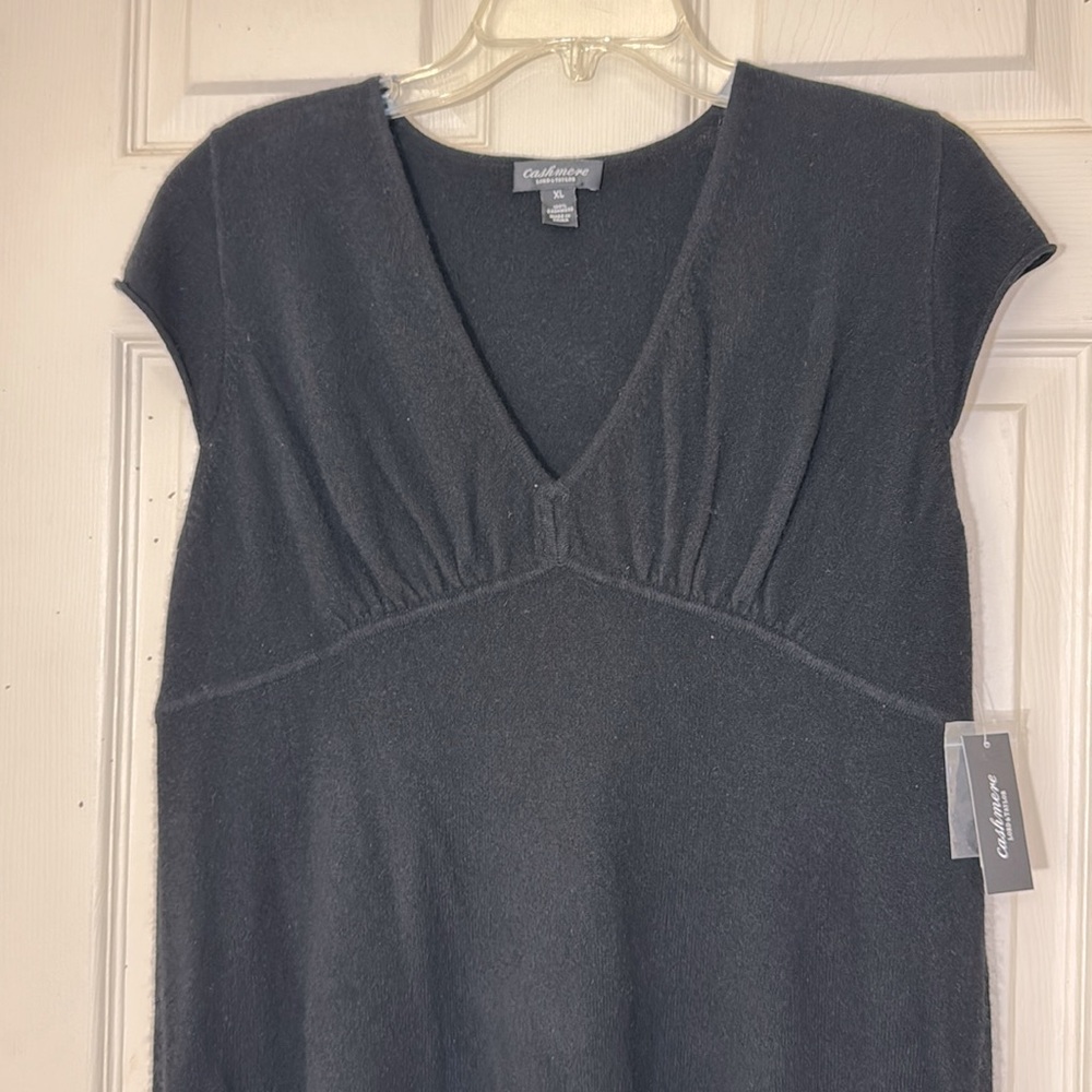 NWT Lord & Taylor CASHMERE Women's Black Top / Sweater Size XL